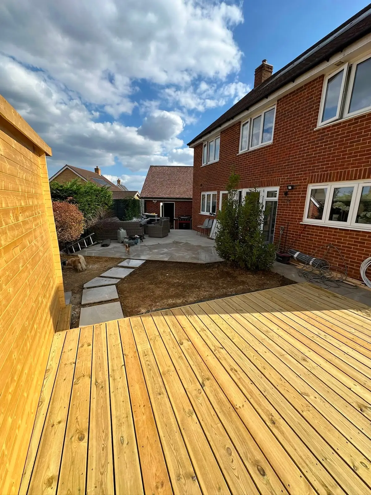 New timber decking alongside a house